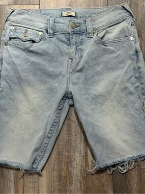 True Religion Light Blue Denim Cutoff Shorts